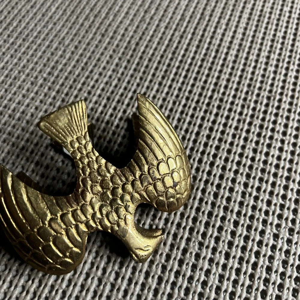 Vintage Solid Brass Eagle Hair Claw Clip Gold Tone Bird Made in India 1980s